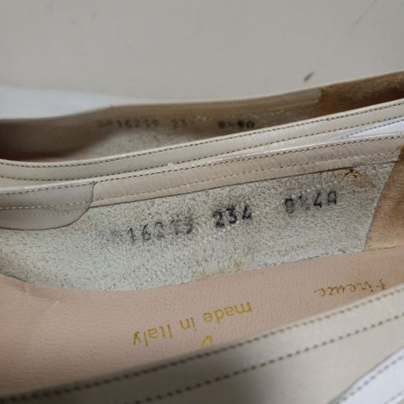 Salvatore Ferragamo Leather Slip On Almond Toe Shoes Cream Women's Size 8.5 4A - Picture 5 of 16